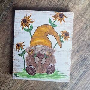 Hand Painted Gnome w/Flowers